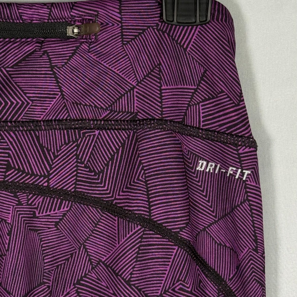 NIKE Running Dri Fit Women's XS Geometric Purple Gym Leggings Yoga Pants Pocket - Picture 8 of 12